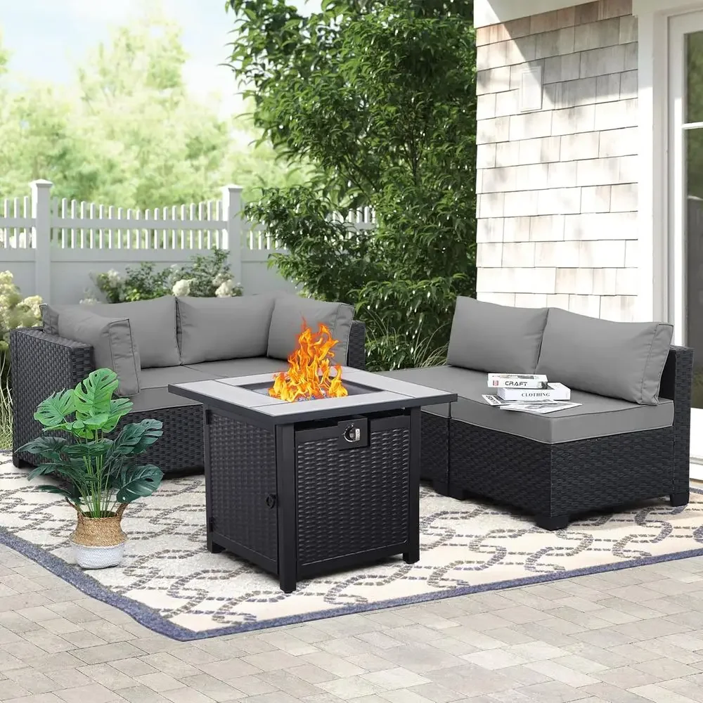 Outdoor Furniture Set With Fire Pit - 5-Piece Outdoor Patio Furniture Set with