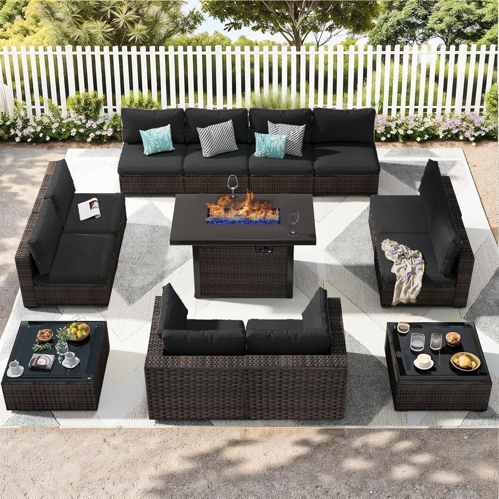13-Piece Outdoor Sectional Pat - Outdoor Furniture Set With Fire Pit ulasan dan harga