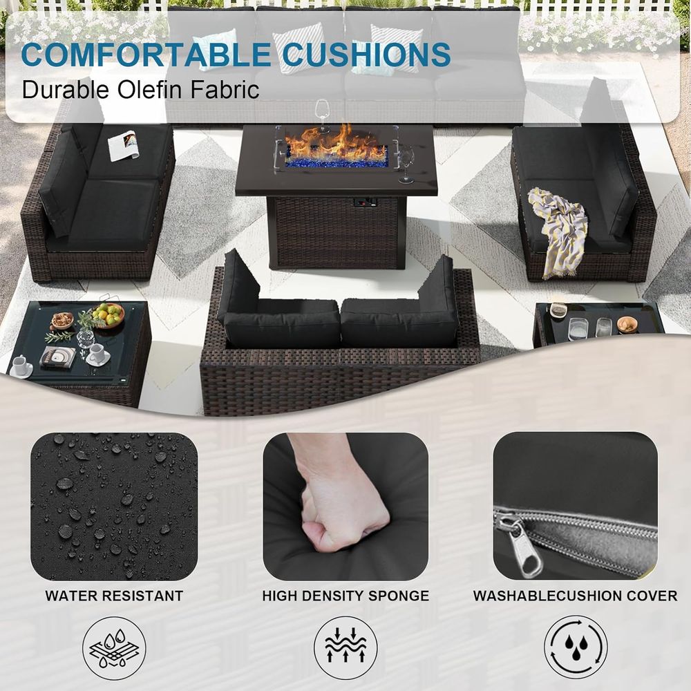 13-Piece Outdoor Sectional Pat - Outdoor Furniture Set With Fire Pit ulasan dan harga