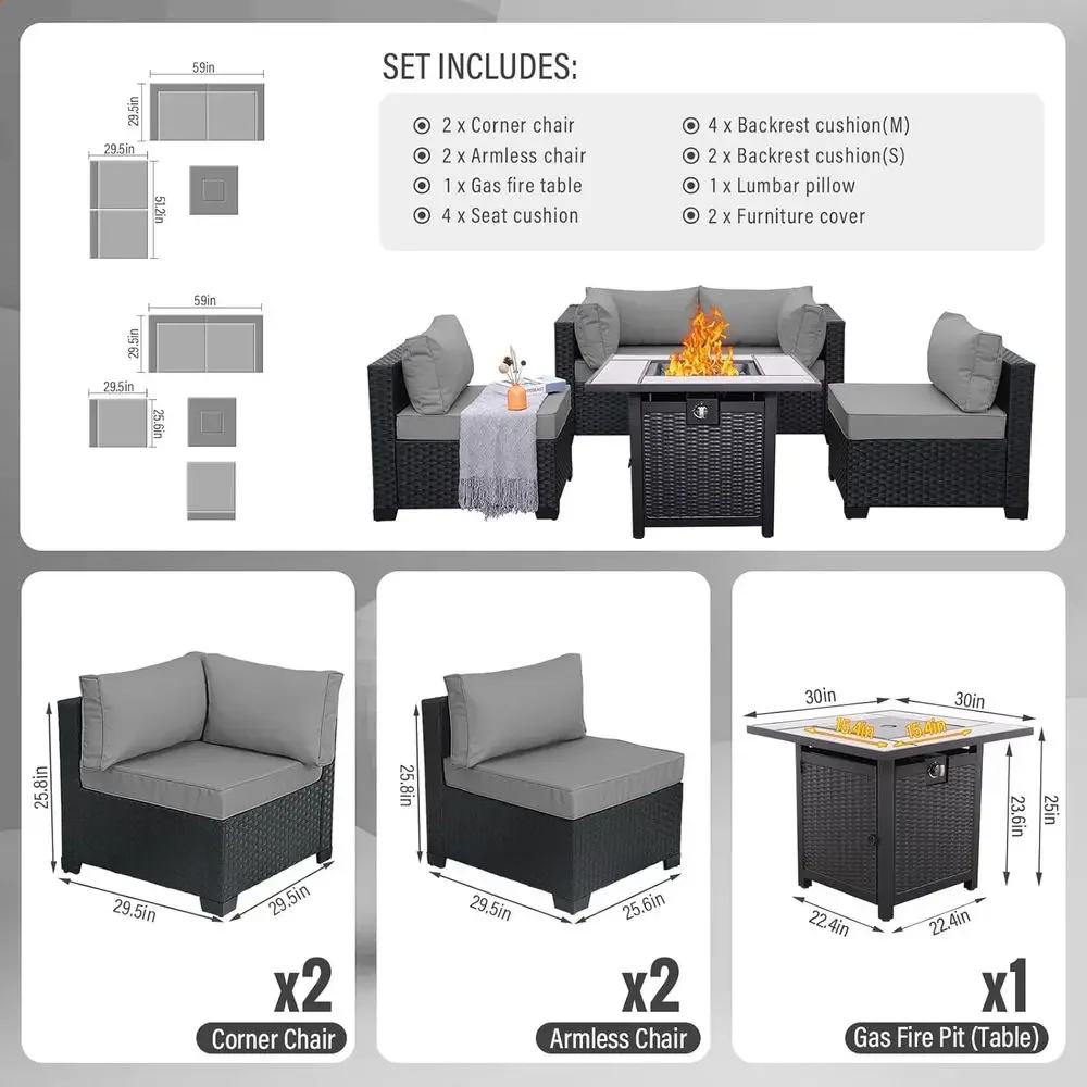 5-Piece Outdoor Patio Furnitur - Outdoor Furniture Set With Fire Pit ulasan dan harga