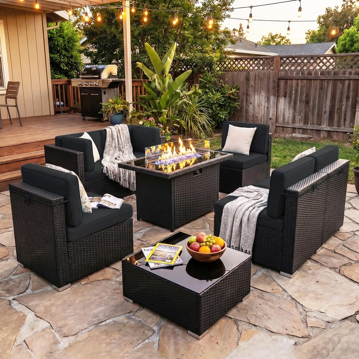 8 Pieces Patio Furniture Set w - Outdoor Furniture Set With Fire Pit ulasan dan harga