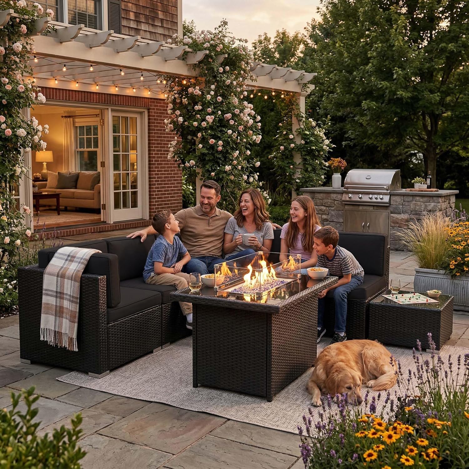 8 Pieces Patio Furniture Set w - Outdoor Furniture Set With Fire Pit ulasan dan harga
