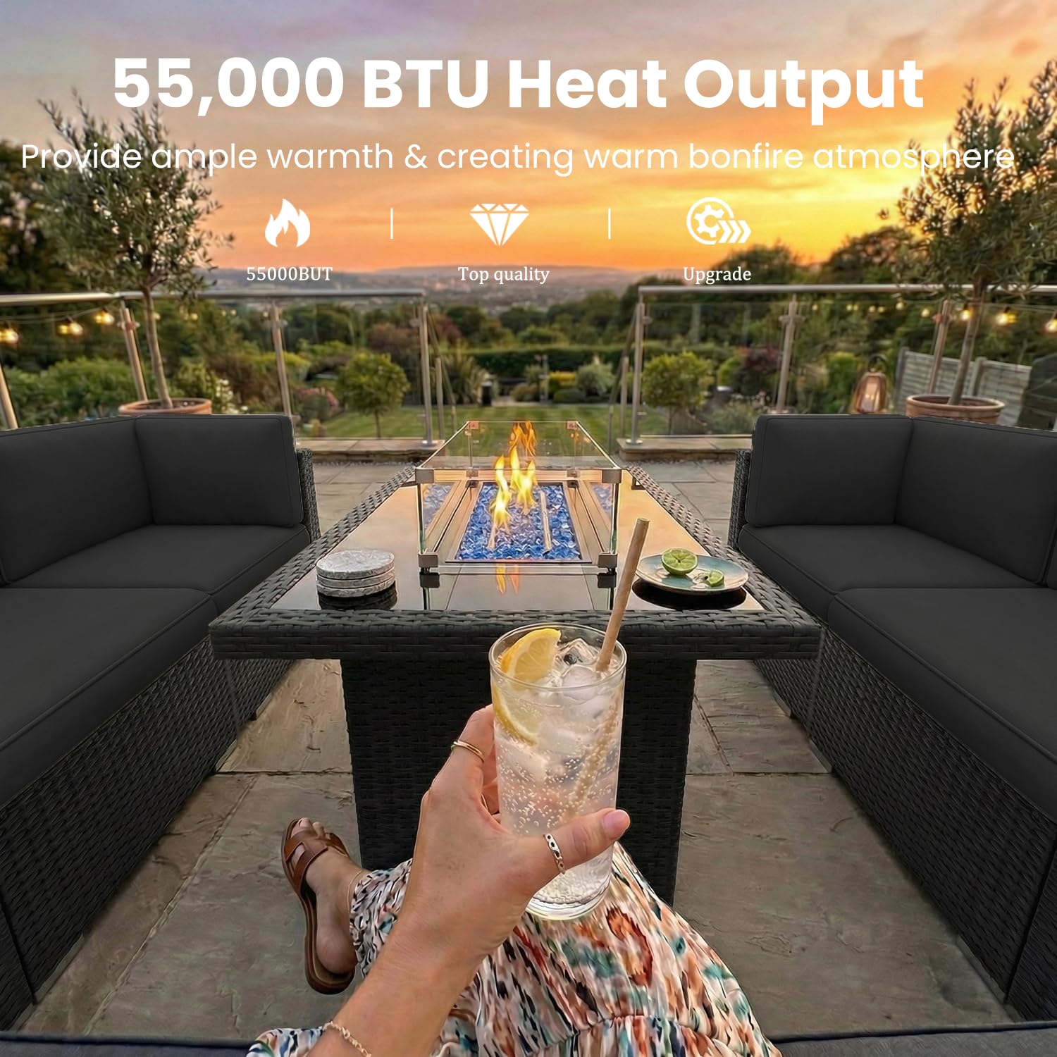 8 Pieces Patio Furniture Set w - Outdoor Furniture Set With Fire Pit ulasan dan harga