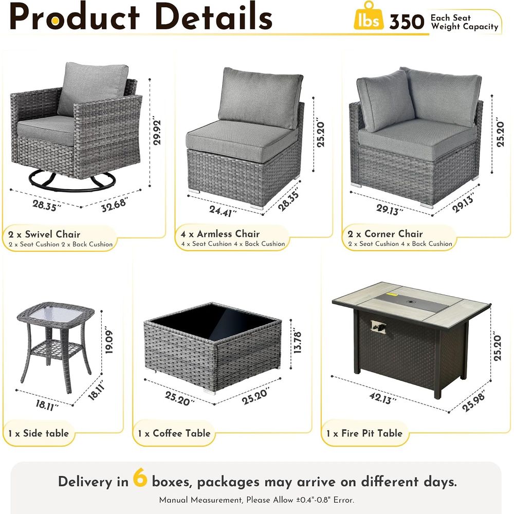 11-Piece Outdoor Patio Furnitu - Outdoor Furniture Set With Fire Pit ulasan dan harga