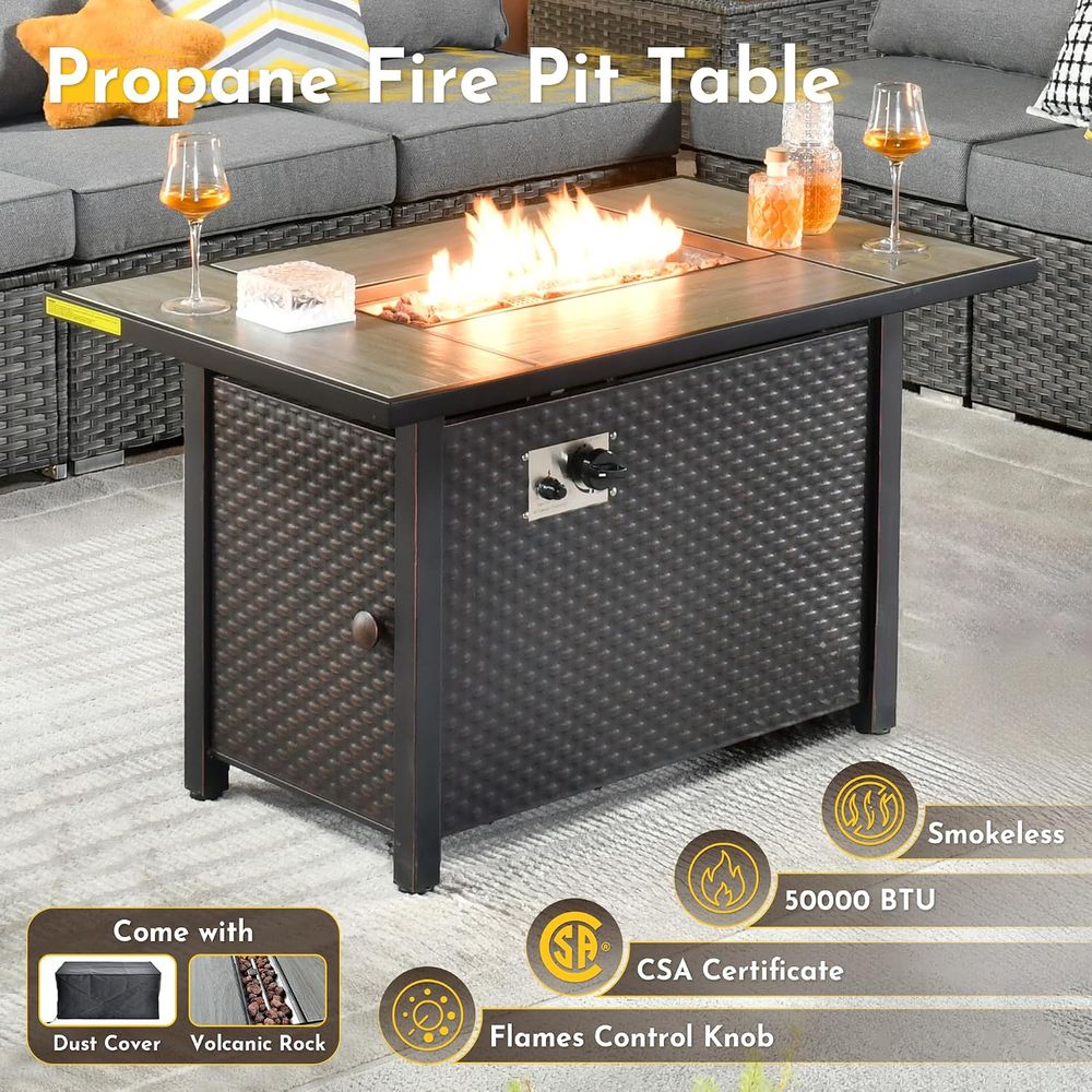 11-Piece Outdoor Patio Furnitu - Outdoor Furniture Set With Fire Pit ulasan dan harga