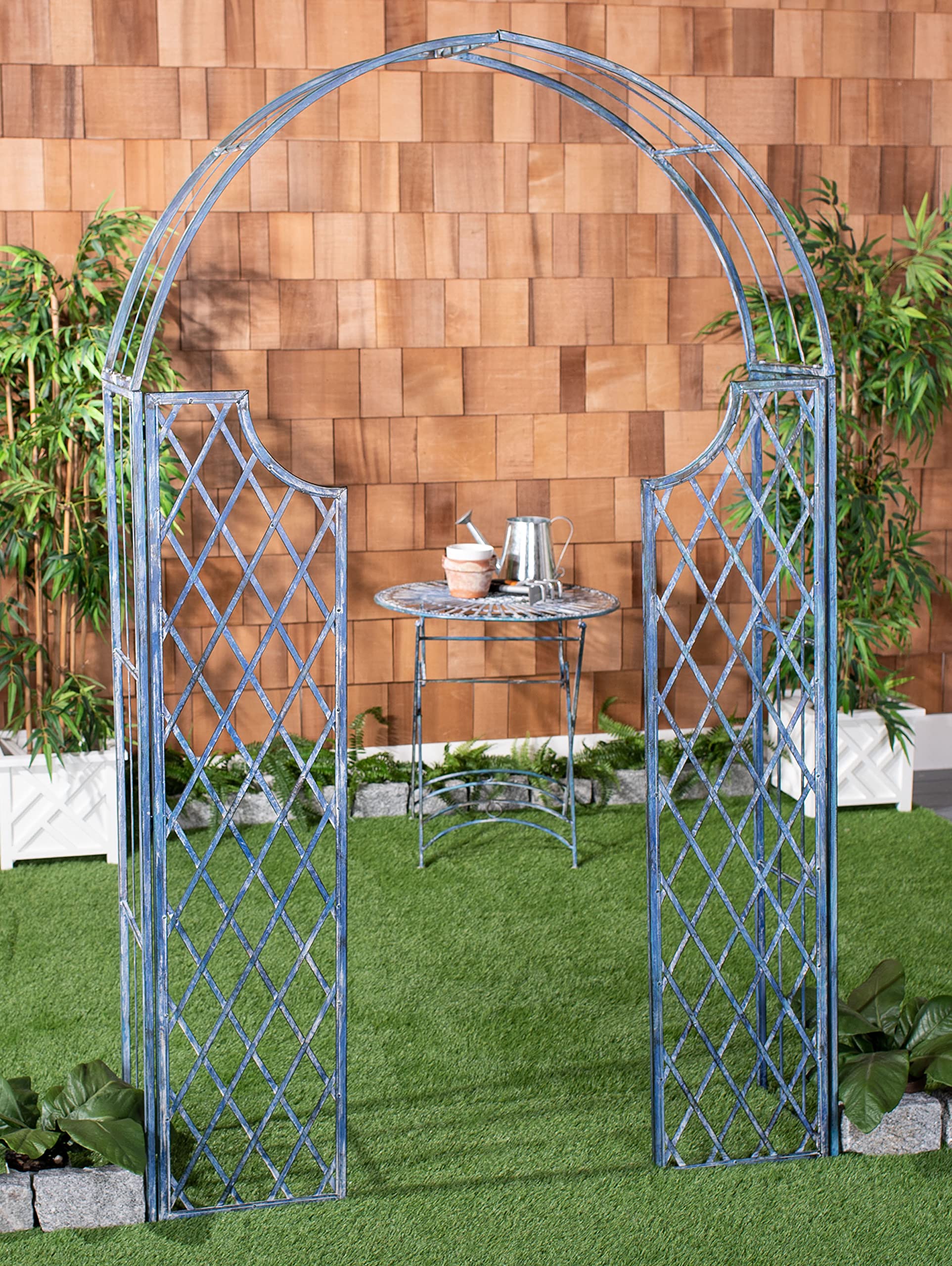 Mossy Blue Iron Garden Arch Wi - Outdoor Furniture Decor ulasan dan harga