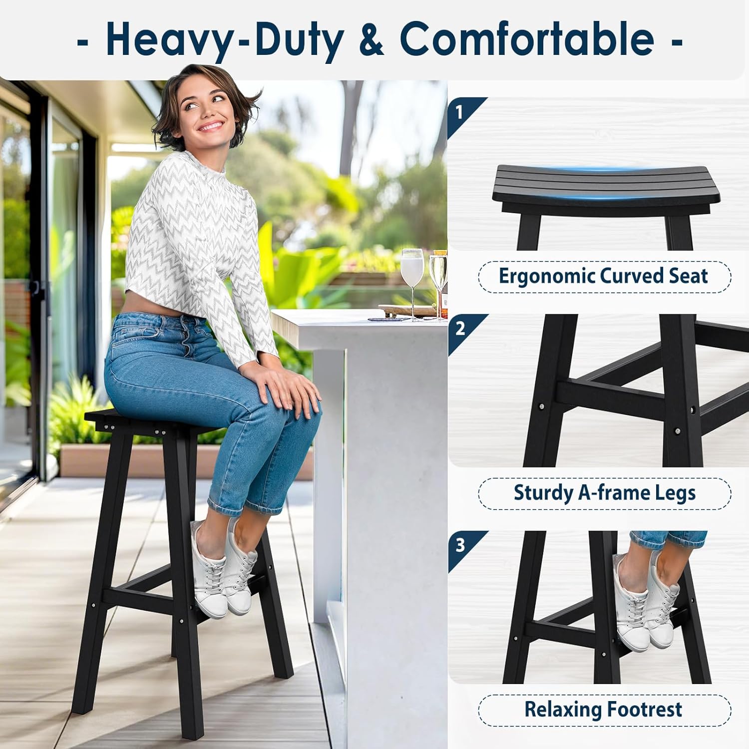29in HDPE Outdoor Bar Stools S - Outdoor Furniture Kitchener ulasan dan harga