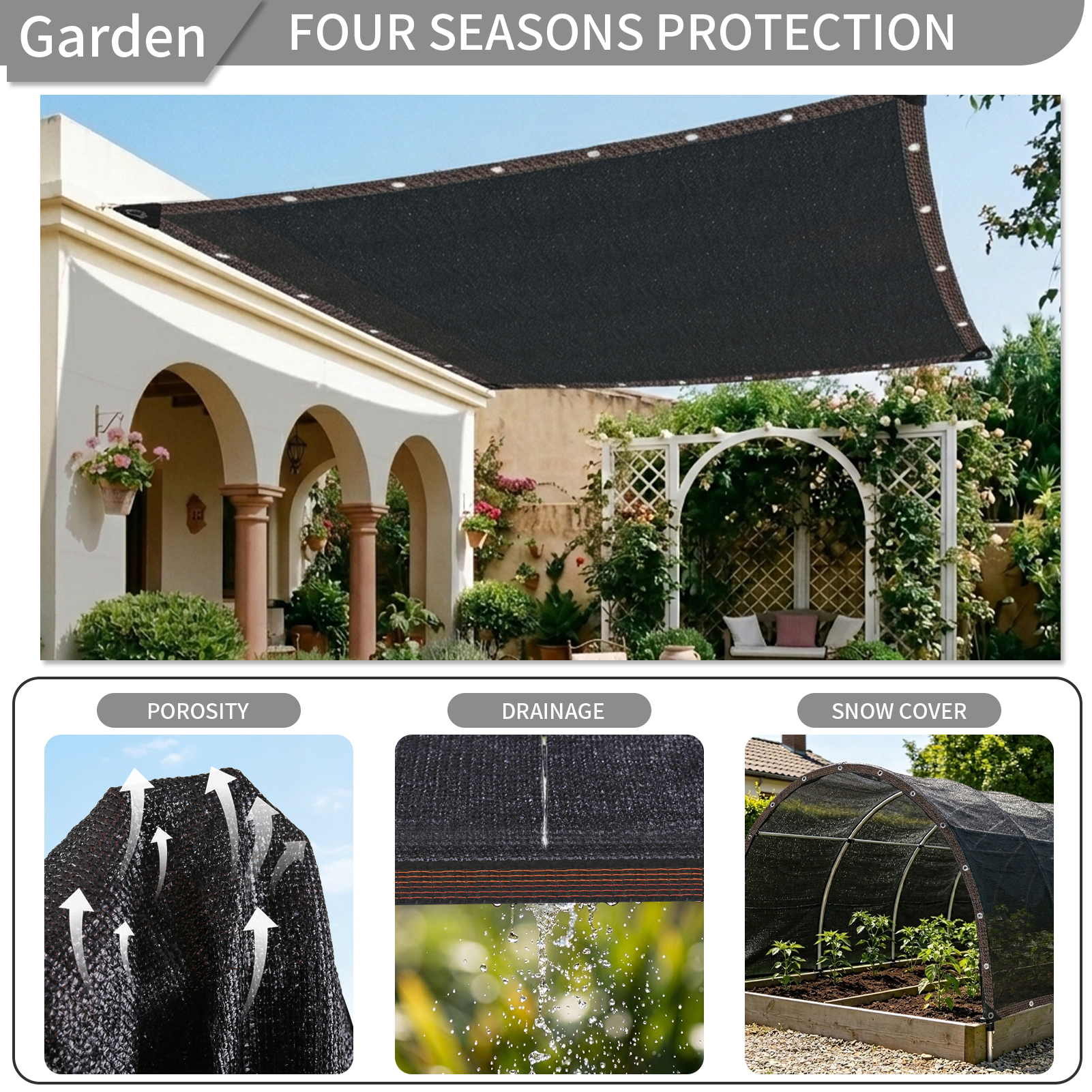 50% Sun Shade Cloth with Gromm - Outdoor Furniture Hdpe ulasan dan harga