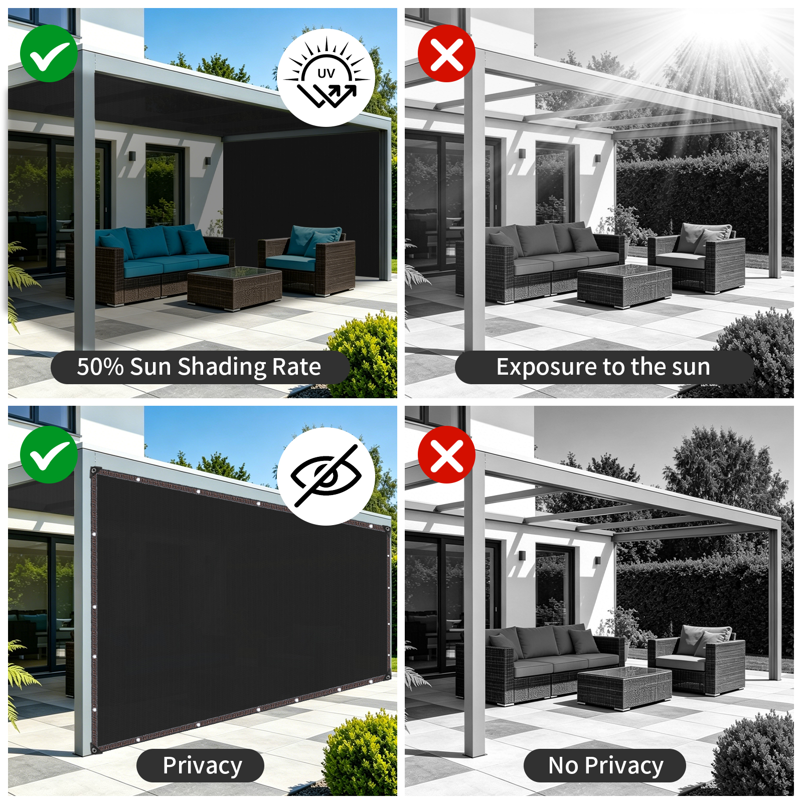 50% Sun Shade Cloth with Gromm - Outdoor Furniture Hdpe ulasan dan harga