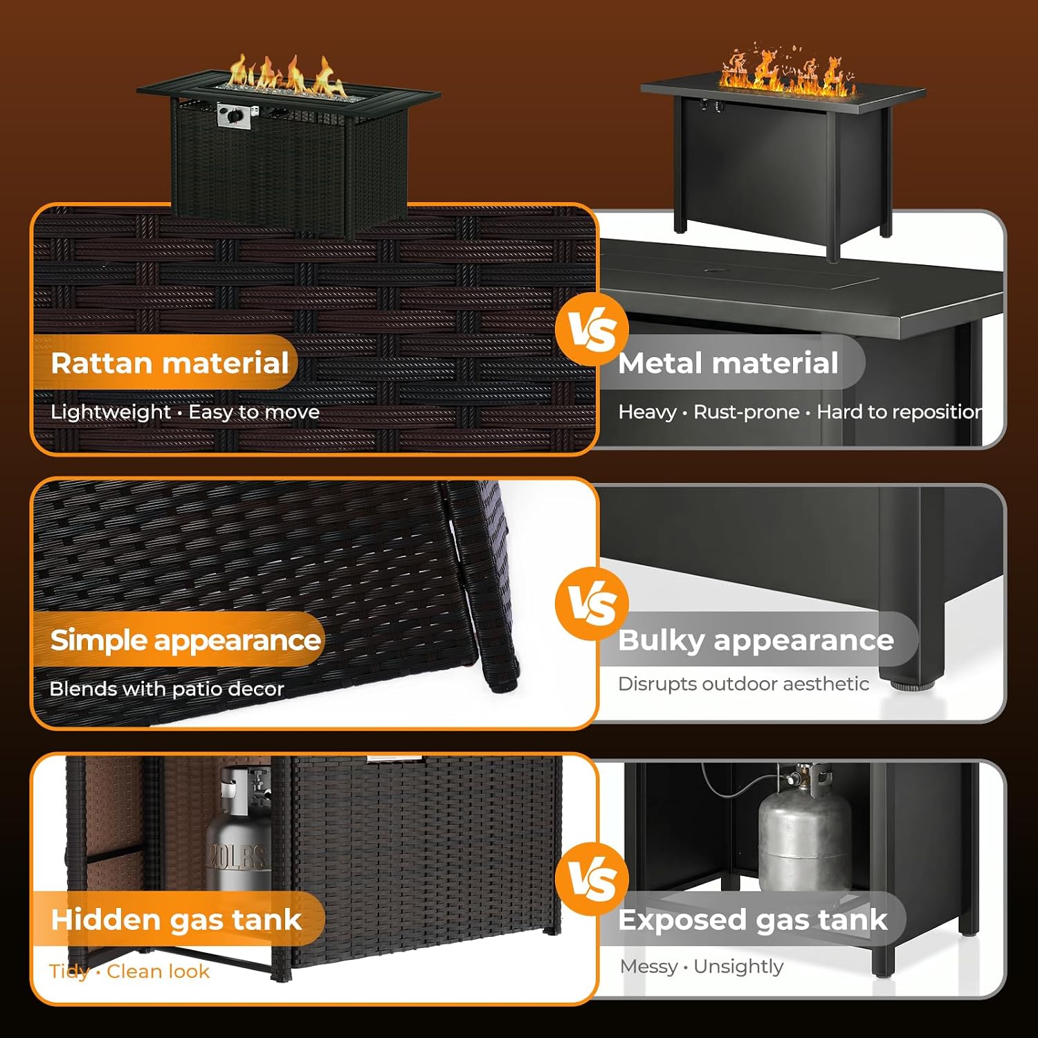 8-Piece Wicker Patio Conversat - Outdoor Furniture Set With Fire Pit ulasan dan harga