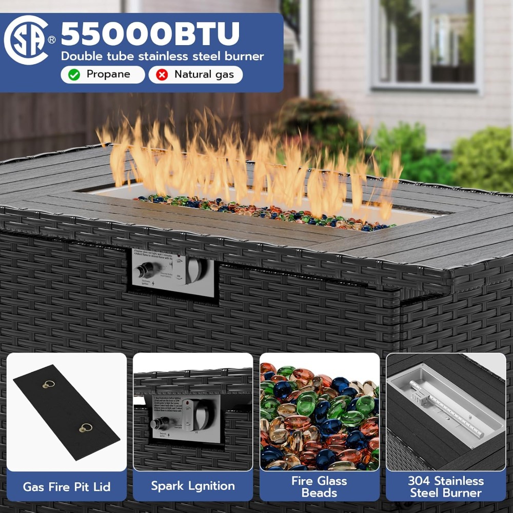 7 Piece Outdoor Sectional Sofa - Outdoor Furniture Set With Fire Pit ulasan dan harga