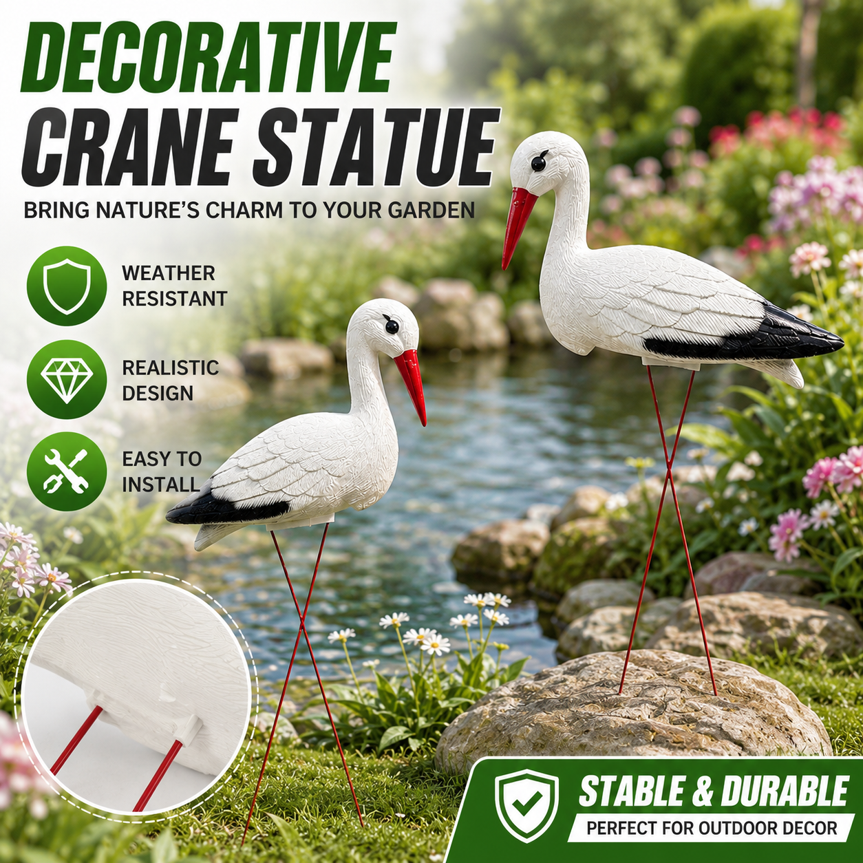 White Stork Yard Decoration St - Outdoor Furniture Decor ulasan dan harga