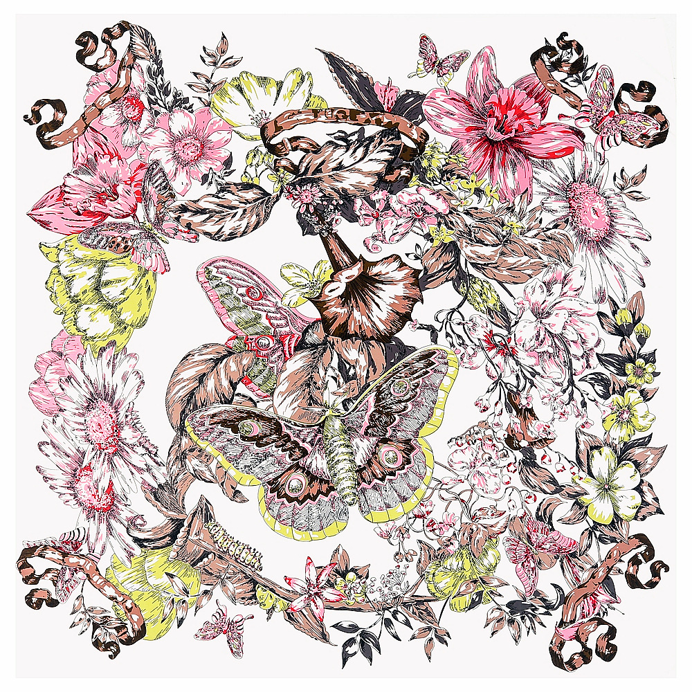 Twill Silk Scarf Butterfly Flo - Outdoor Furniture Decor ulasan dan harga