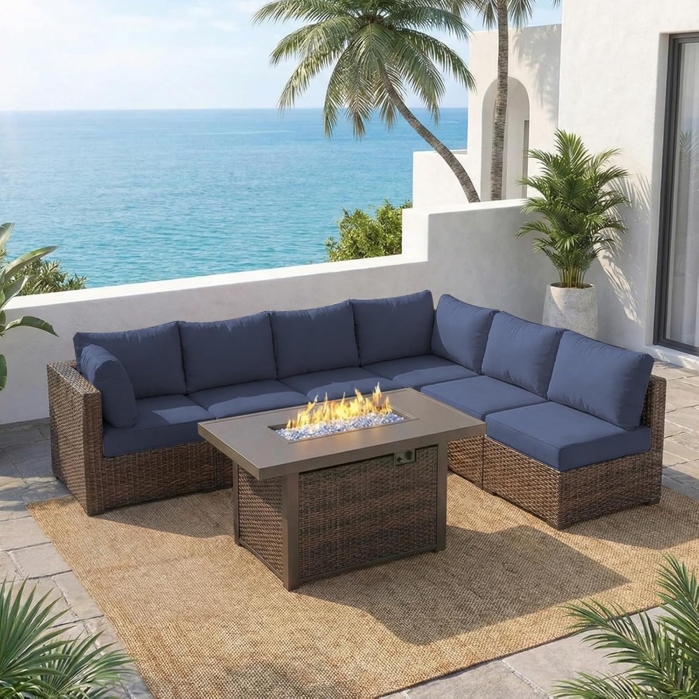 7 Piece Outdoor Patio Furnitur - Outdoor Furniture Set With Fire Pit ulasan dan harga