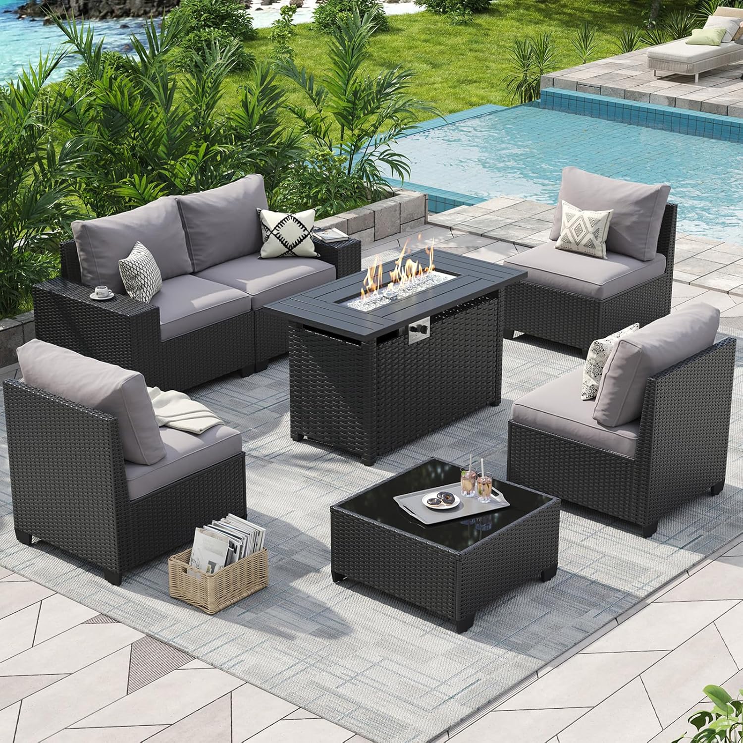 Outdoor Patio Furniture Set wi - Outdoor Furniture Set With Fire Pit ulasan dan harga