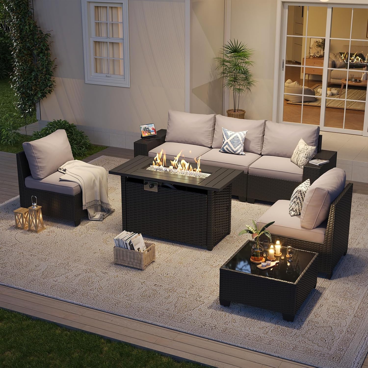 Outdoor Patio Furniture Set wi - Outdoor Furniture Set With Fire Pit ulasan dan harga