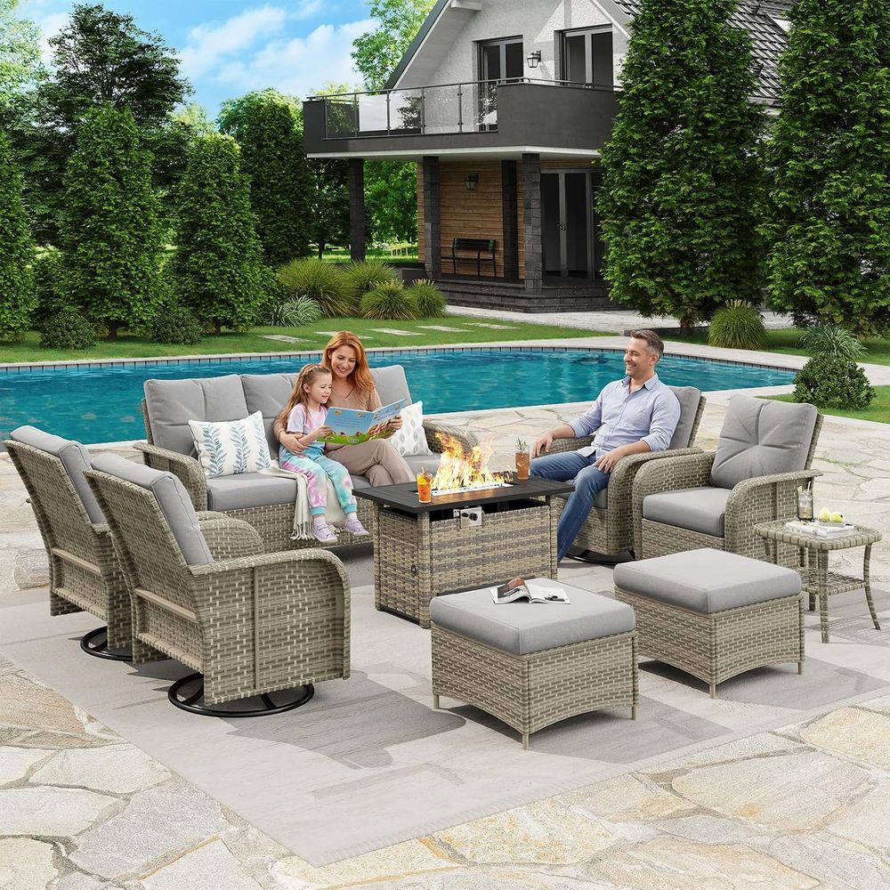 12-Piece Outdoor Patio Furnitu - Outdoor Furniture Set With Fire Pit ulasan dan harga