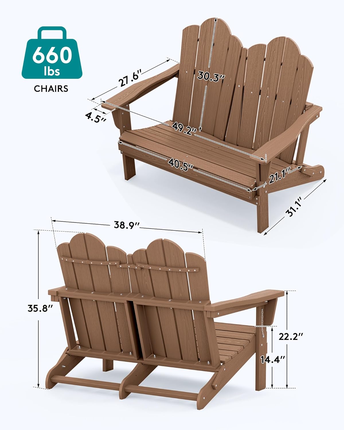 Folding Adirondack Bench, HDPE - Outdoor Furniture Hdpe ulasan dan harga