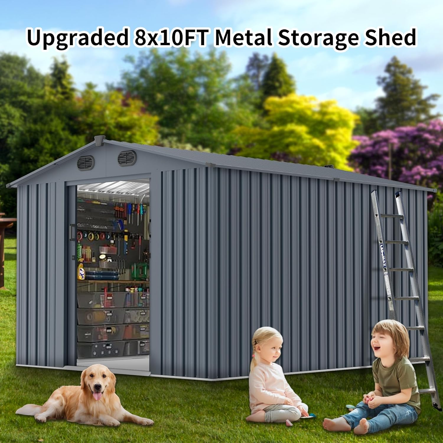 Outdoor Storage Shed 8x10 FT w - Outdoor Furniture Modern ulasan dan harga
