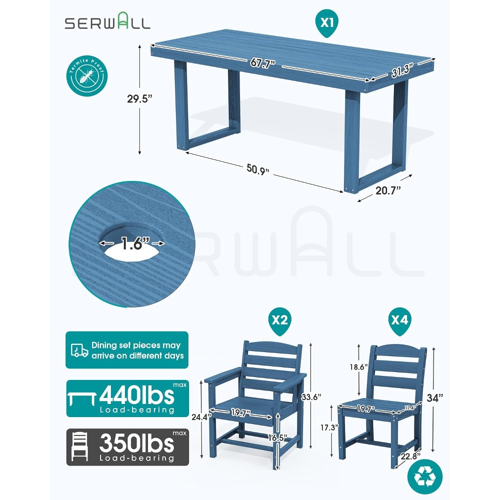 HDPE Outdoor Dining Set for 6, - Outdoor Furniture Hdpe ulasan dan harga