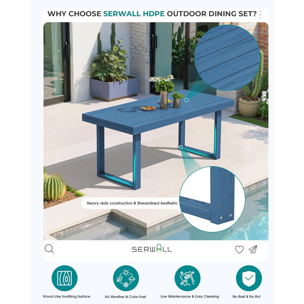 HDPE Outdoor Dining Set for 6, - Outdoor Furniture Hdpe ulasan dan harga