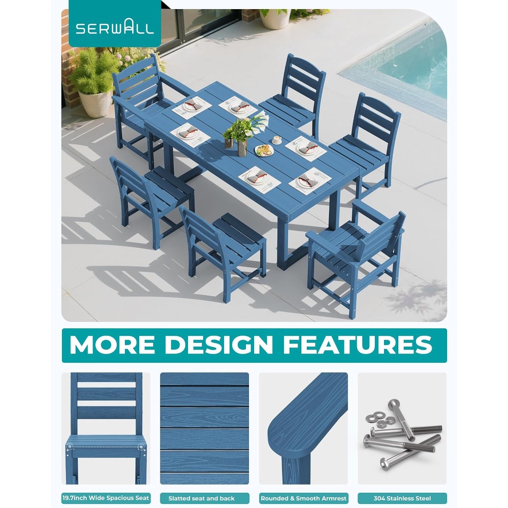 HDPE Outdoor Dining Set for 6, - Outdoor Furniture Hdpe ulasan dan harga