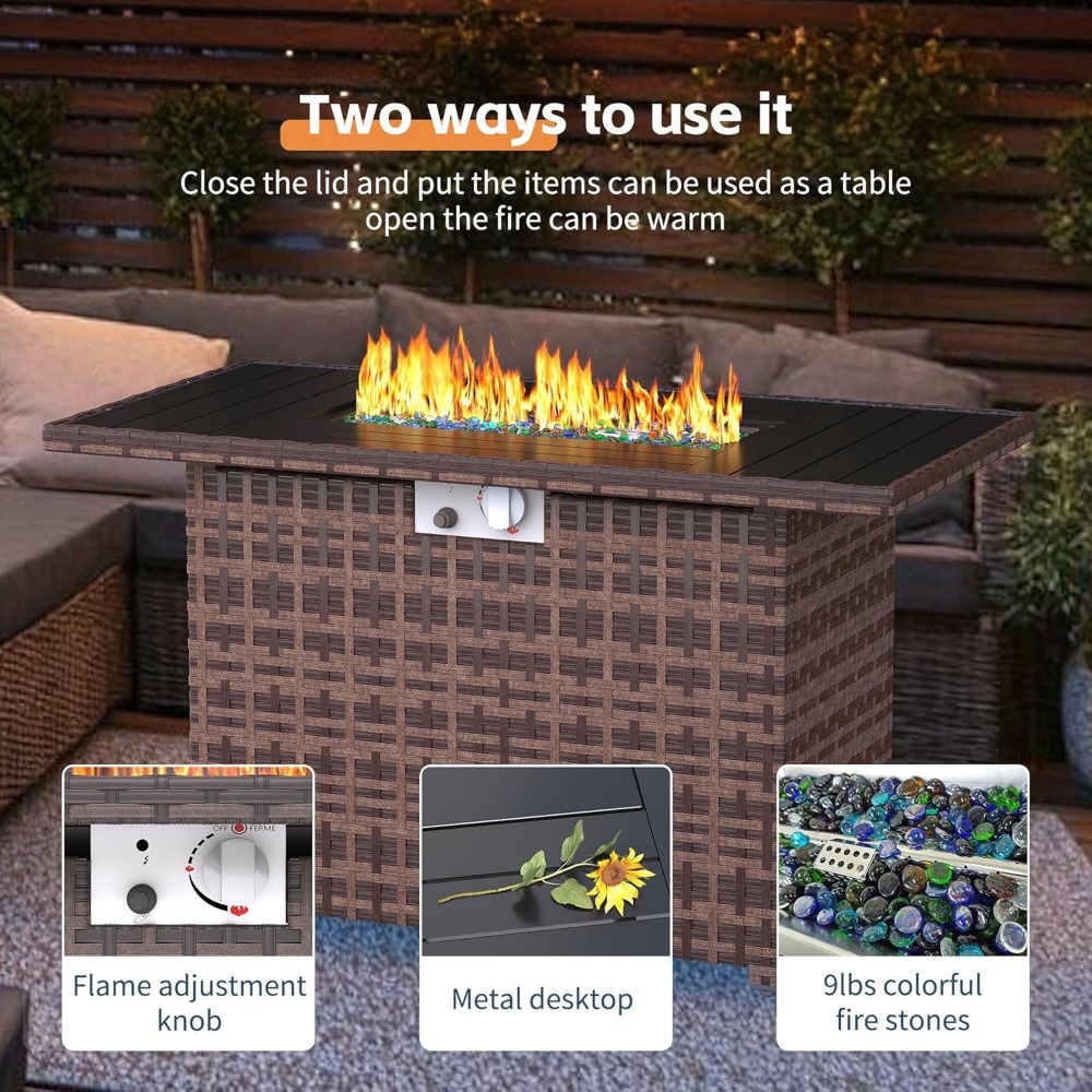 Sectional Sofa Set with Fire P - Outdoor Furniture Set With Fire Pit ulasan dan harga