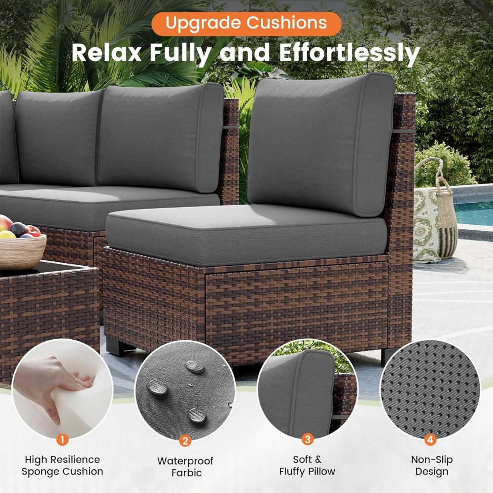 Sectional Sofa Set with Fire P - Outdoor Furniture Set With Fire Pit ulasan dan harga